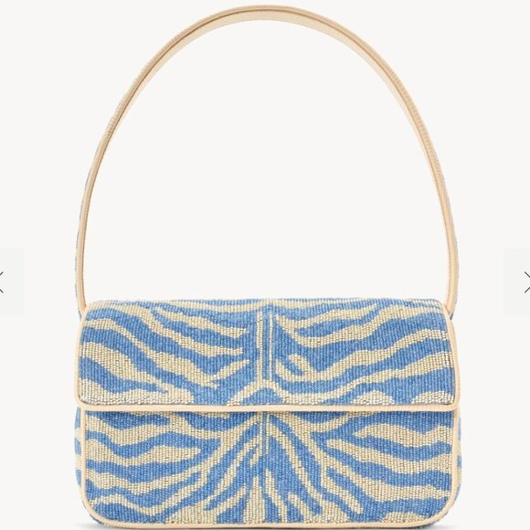 STAUD Blue and Cream Zebra Print Bag - Picture 1 of 10